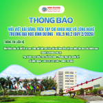 THÔNG BÁO MỜI VIẾT BÀI ĐĂNG TRÊN TẠP CHÍ KHOA HỌC VÀ CÔNG NGHỆ TRƯỜNG ĐẠI HỌC BÌNH DƯƠNG (VOL.9 NO.2 - QUÝ II/2026)