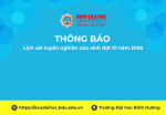 Thông báo Lịch xét tuyển nghiên cứu sinh đợt 01 năm 2026
